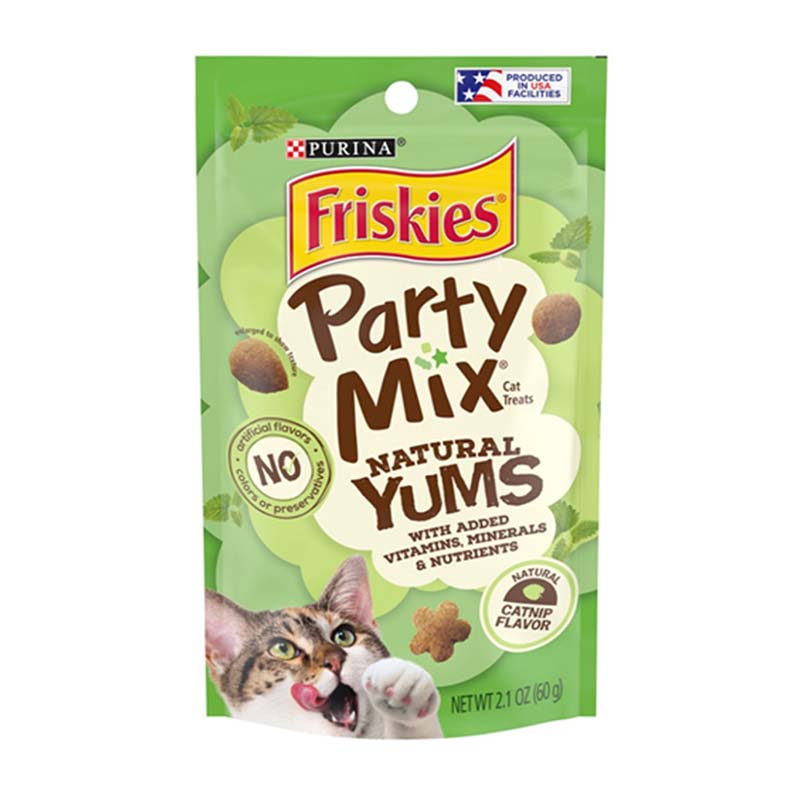 Friskies® Partymix Natural Yums 天然鬆脆貓小食 60g-貓草味-1包裝-Suchprice® 優價網