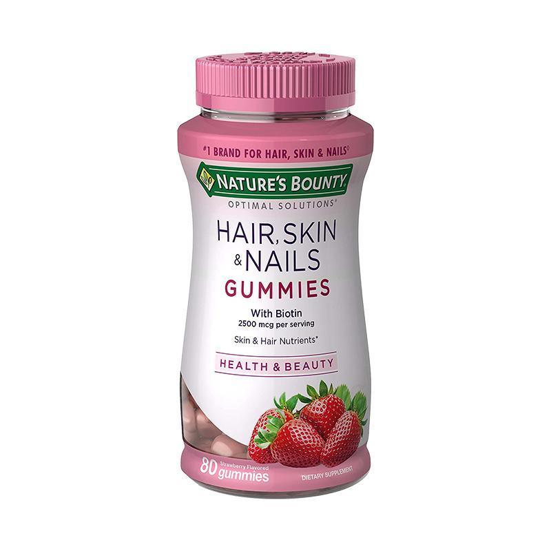 Nature's Bounty Optimal Solutions Hair, Skin, and Nails with Biotin Strawberry Gummies-80 Gummies-Suchprice® 優價網