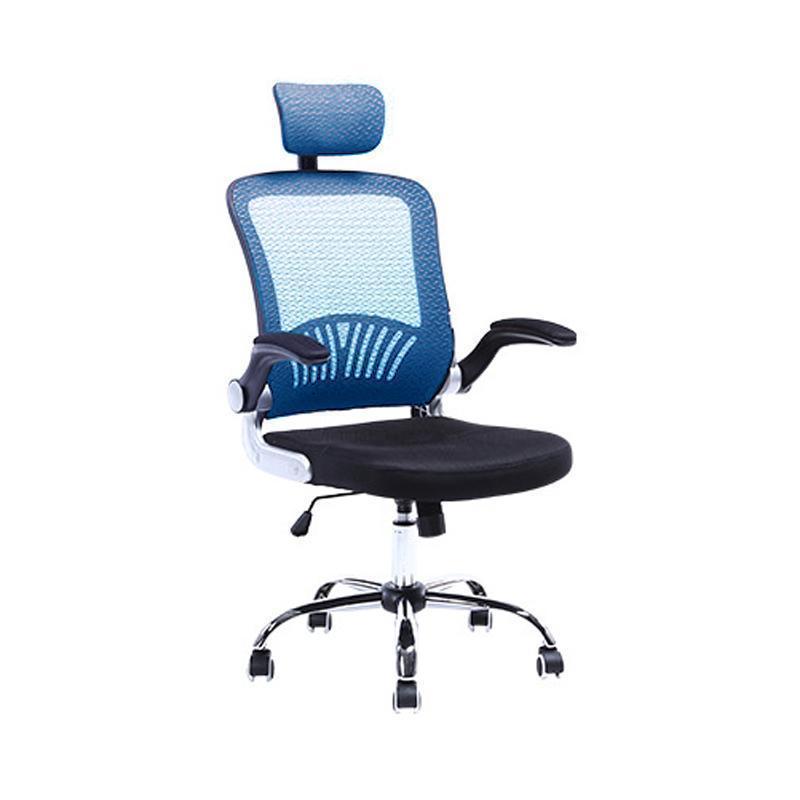 ProWork® D53 辦公椅 電腦椅 電鍍鋼腳 活動扶手-藍色 Blue-自己裝(紙箱包裝)-Suchprice® 優價網
