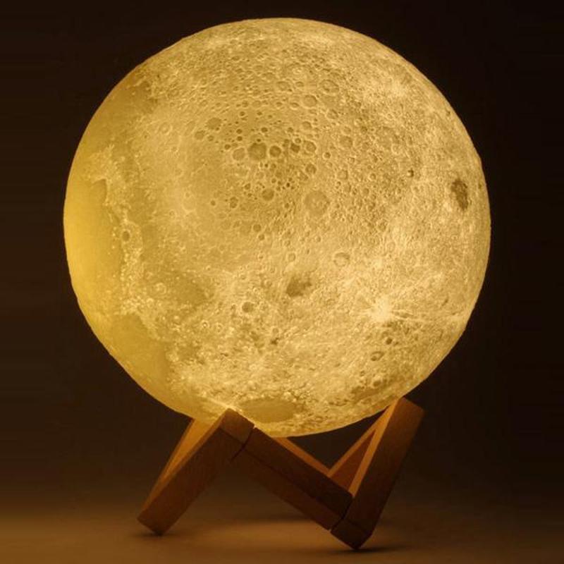 Suchprice® 優價網 LED 3D 桌上觸控小夜燈 月球燈 連木架 黃白雙色-10cm-Suchprice® 優價網