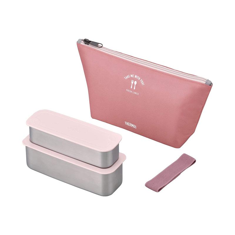 Thermos 膳魔師 雙層飯盒連袋 0.6L DSA-604W-粉紅色-Suchprice® 優價網