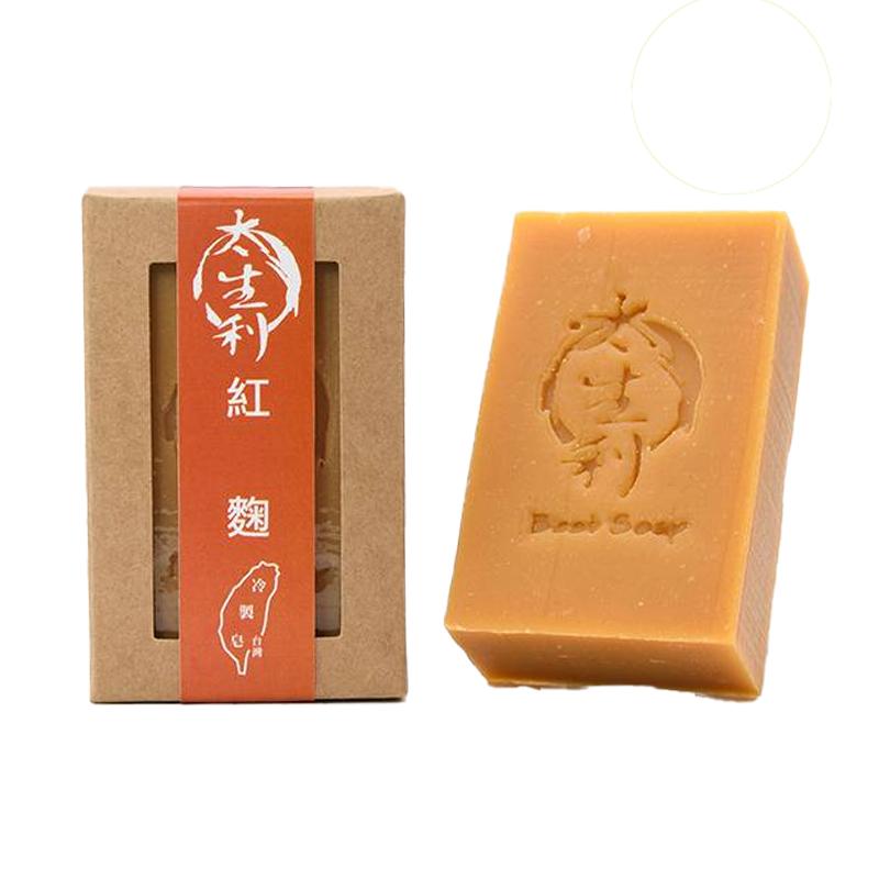 太生利 紅麴皂 台灣冷製手工皂 透亮淨白 100g（附送起泡袋1個）-1件-Suchprice® 優價網
